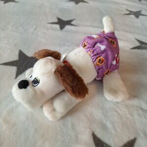 Pound Puppies Newborn Puppy With Diaper Plush 8” Cream Brown Ears‎ 2023